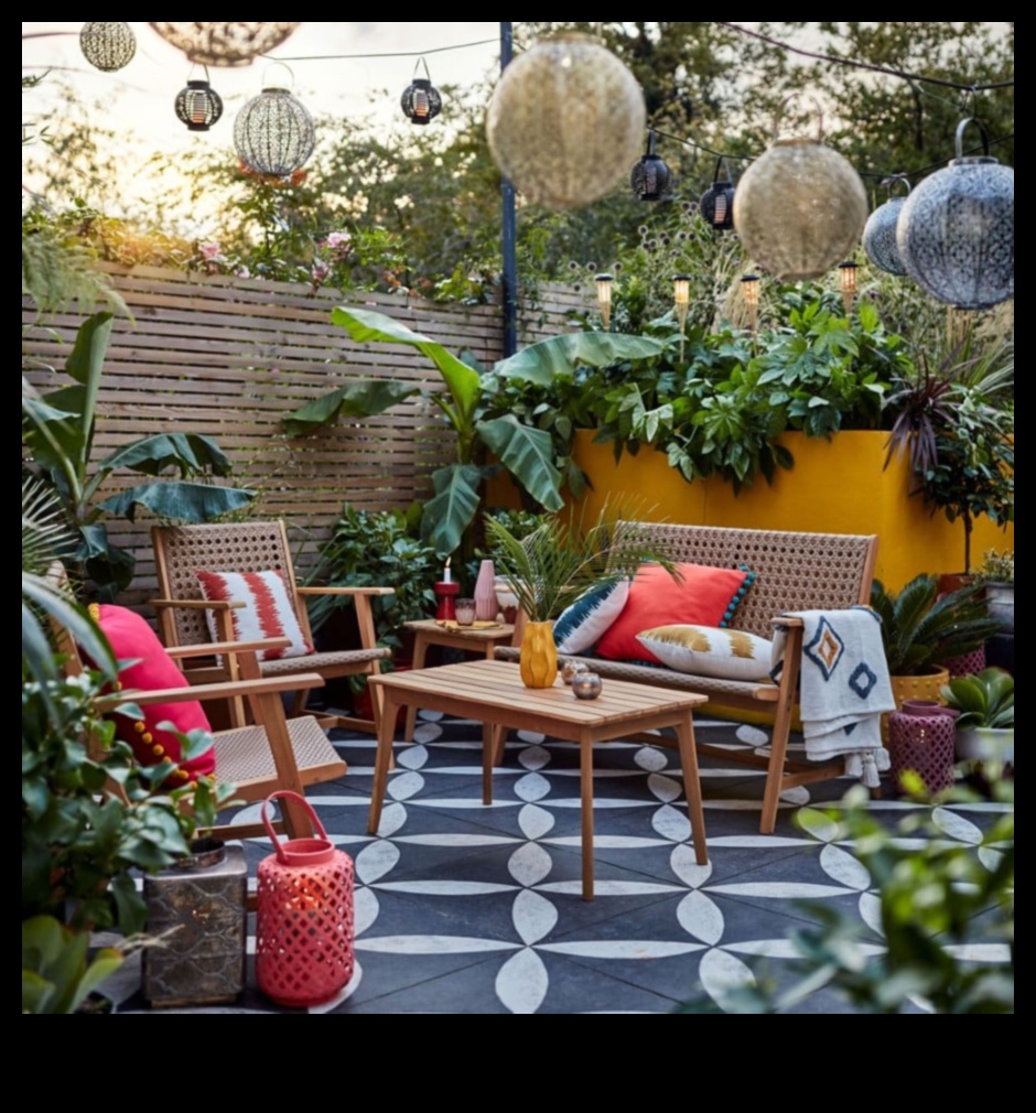 Care sunt câteva idei eclectice de decor în aer liber cu perne Boho vibrante?