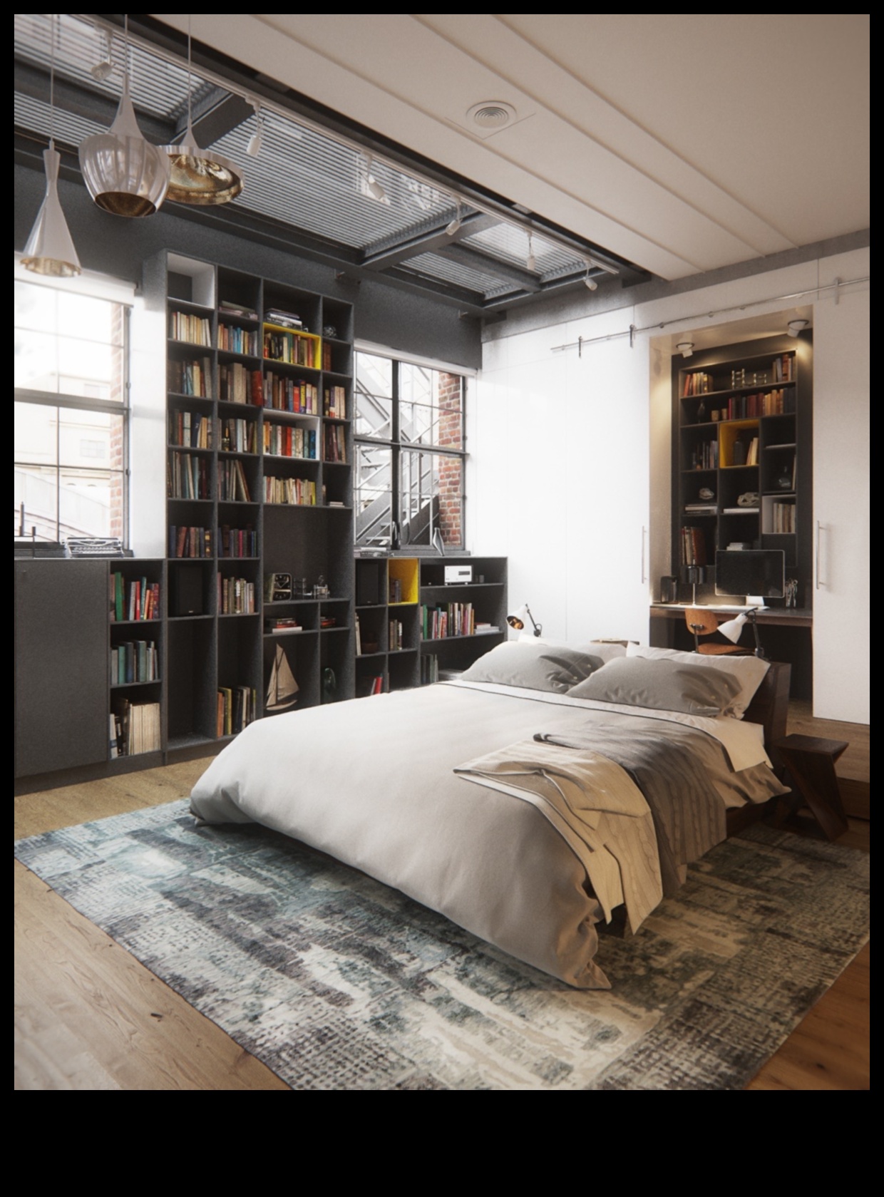 Inspirații de decor pentru dormitor industrial șic